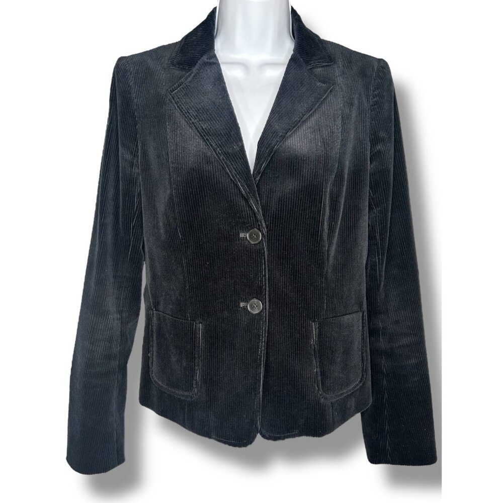 Theory Black Corduroy Button Blazer Pockets Dark Academia Preppy Professional